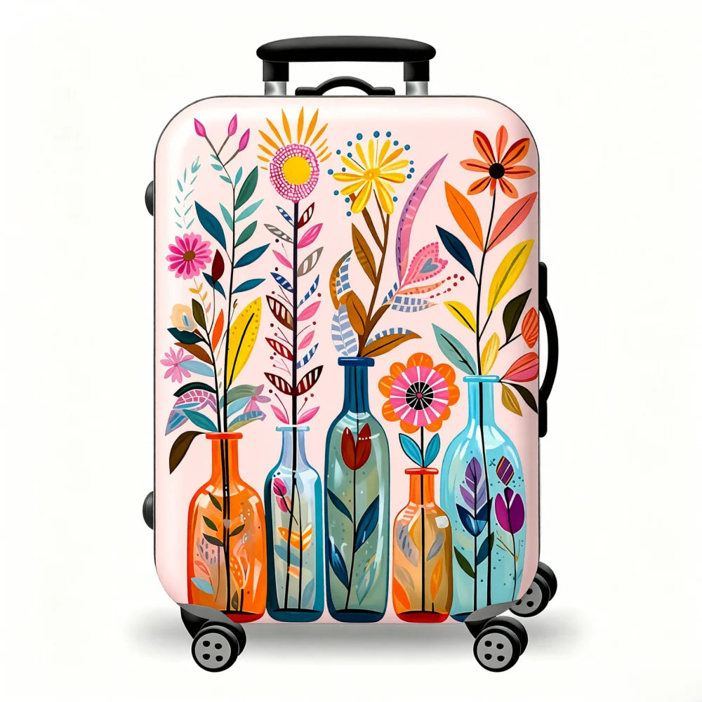 Sweet and cute flower love printed suitcase cover, elastic fabric washable travel trolley case cover