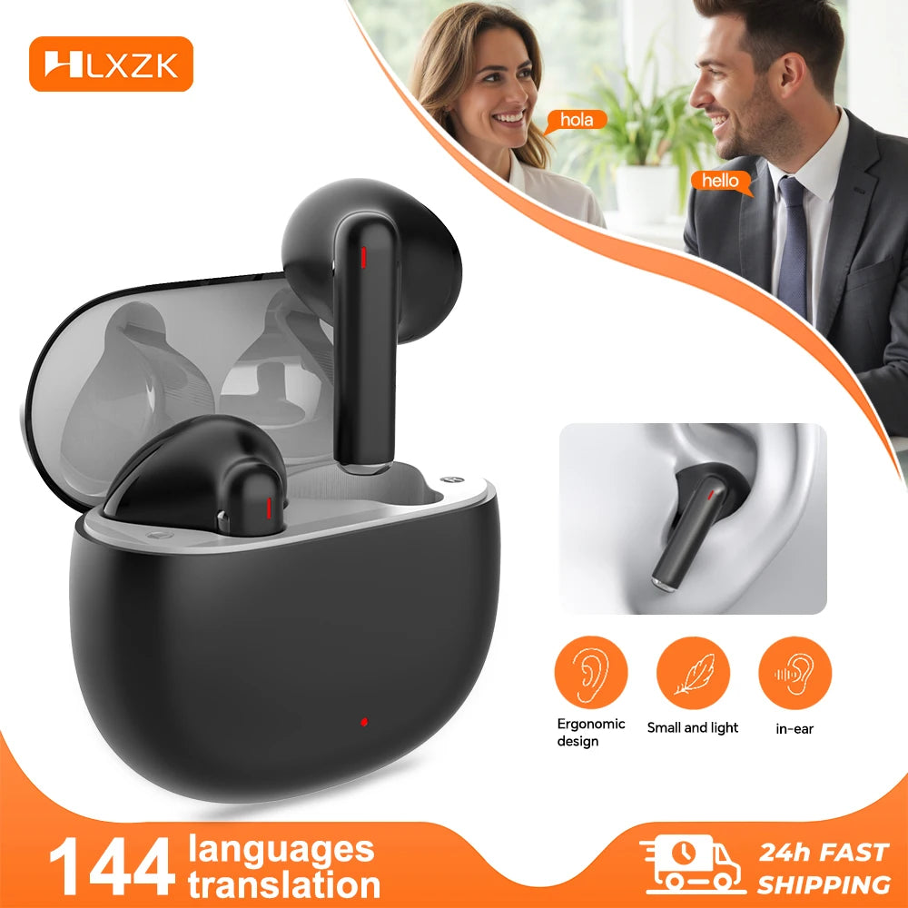 Wireless Bluetooth Earphones AI Translation Earbuds 144 Languages Real Time Translator HiFi Stereo Business Headset Low Latency