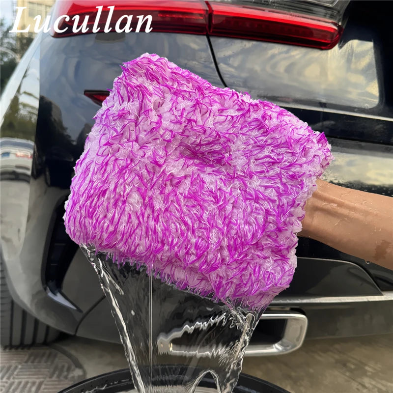 Lucullan Purple NO LOGO Car Wash Pad No Cuff With Opening On One Side to Become Mitt