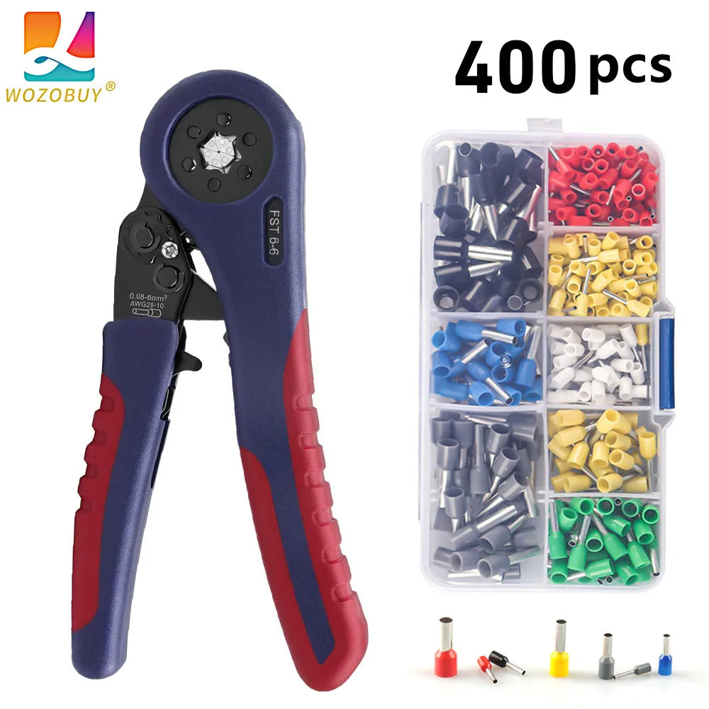WOZOBUY Tubular Terminals Crimping Tools FST-10S 0.08mm-10mm²  28-7AWG & FST 6-6 0.08-6mm²  28-10AWG Crimp Pliers Crimper Sets