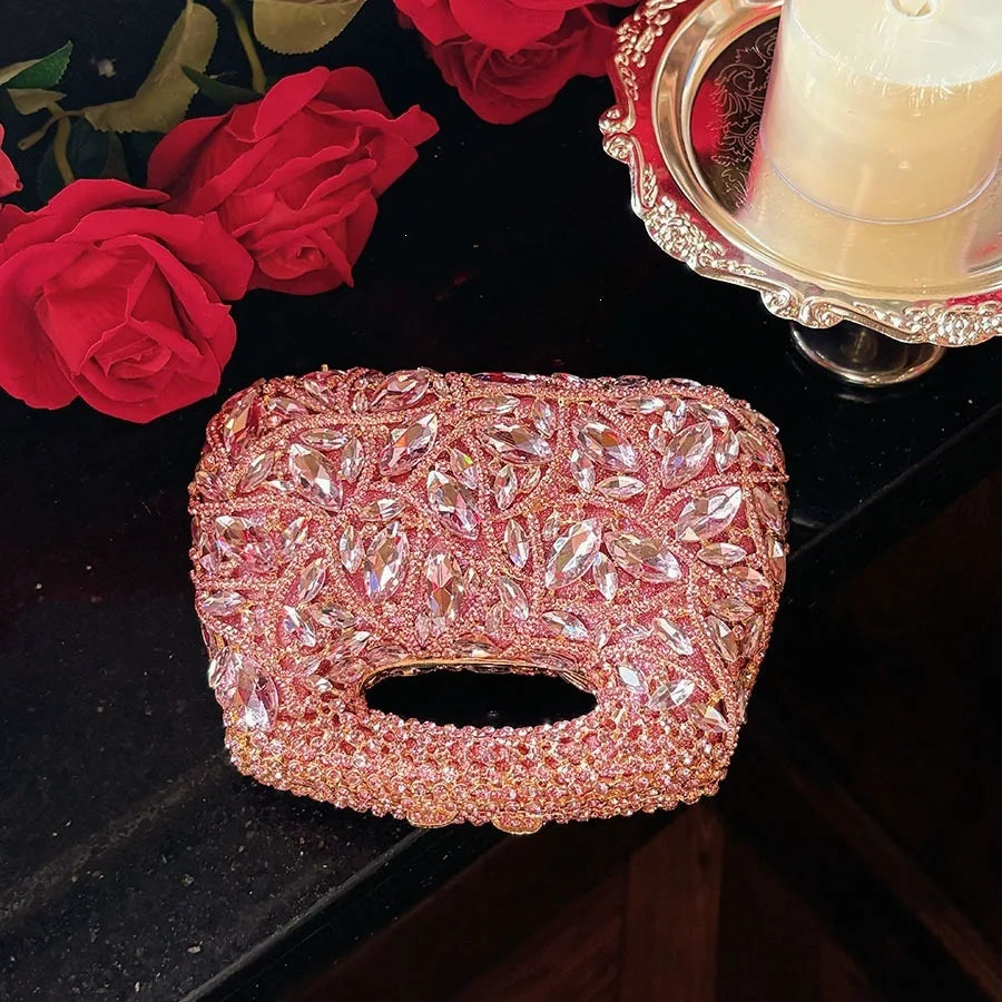 luxury full diamond hollow handbag multi-color rhinestone shining design exquisite and smart dinner bag