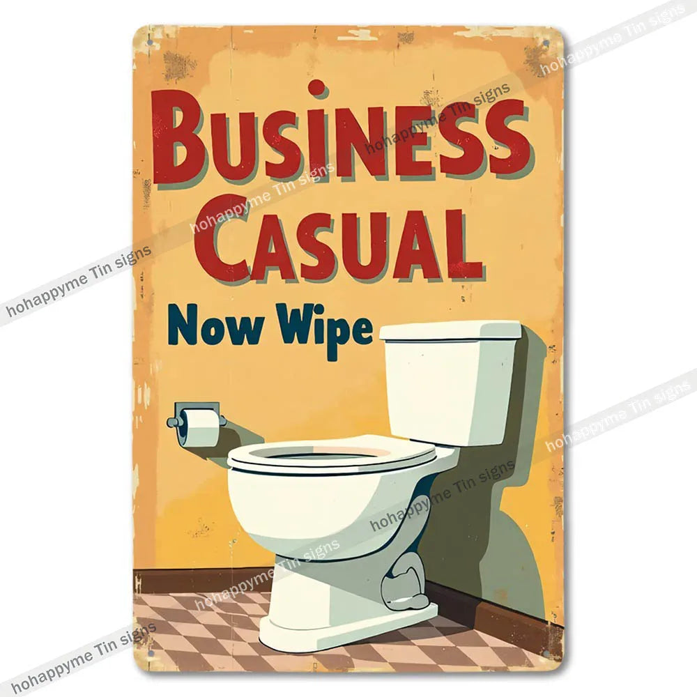 Retro Metal Tin Bathroom Signs Wall Decor for Home Restroom Vintage Toilet Humor Art Unique Gift Ideas