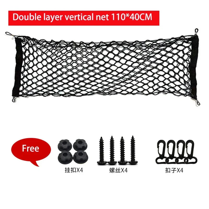 Universal Large Car Cargo Net Nylon Elastic Mesh Luggage Cargo Storage Pickup Tidy Net for Van SUV Truck Mesh Network Pocket