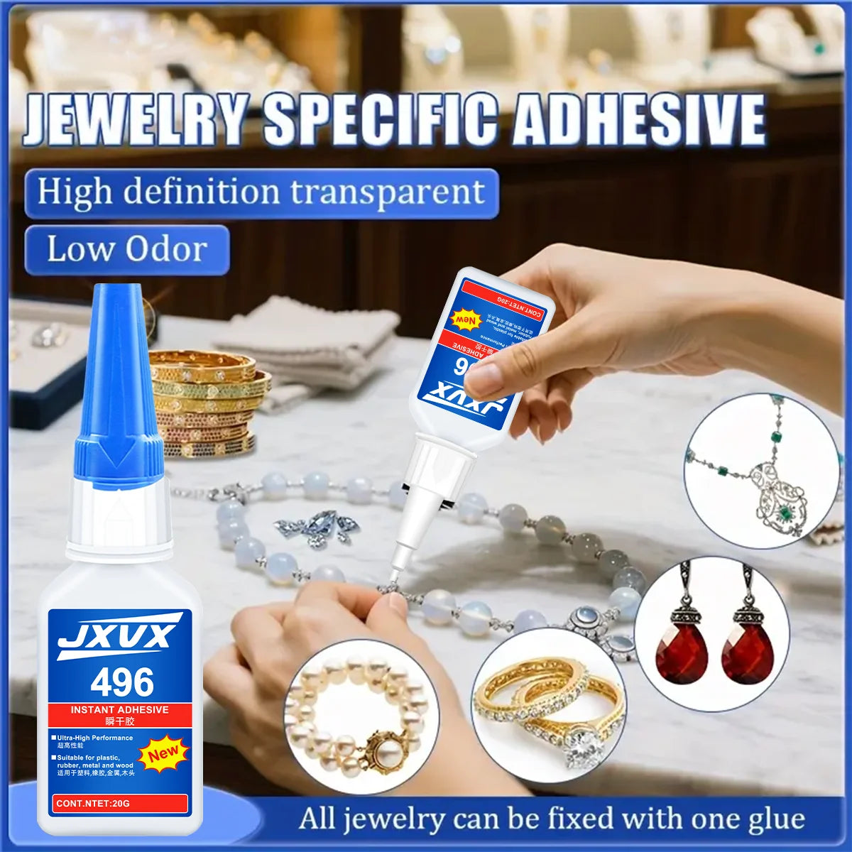 496 Instant Glue Cyanoacrylate Super Glue Quick-Drying Glue Metal Plastic Ceramic Strong Sticking Fixed Glue 10 Seconds Fast Dry