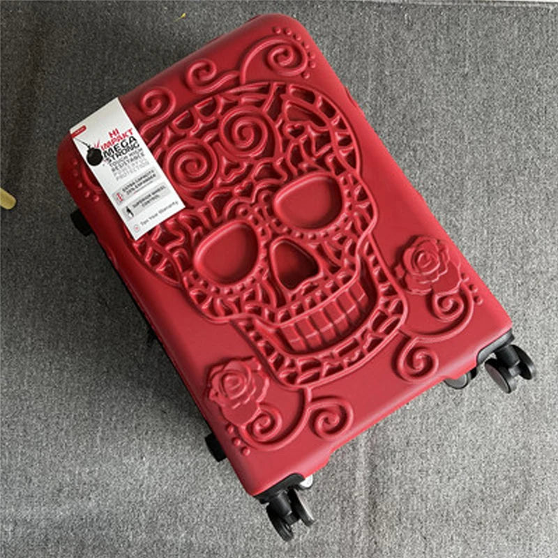New 20'24'28'inch Skull High Quality Rolling Luggage Spinner Students Password Suitcase Carry on Trolley Suitcase Travel Bag