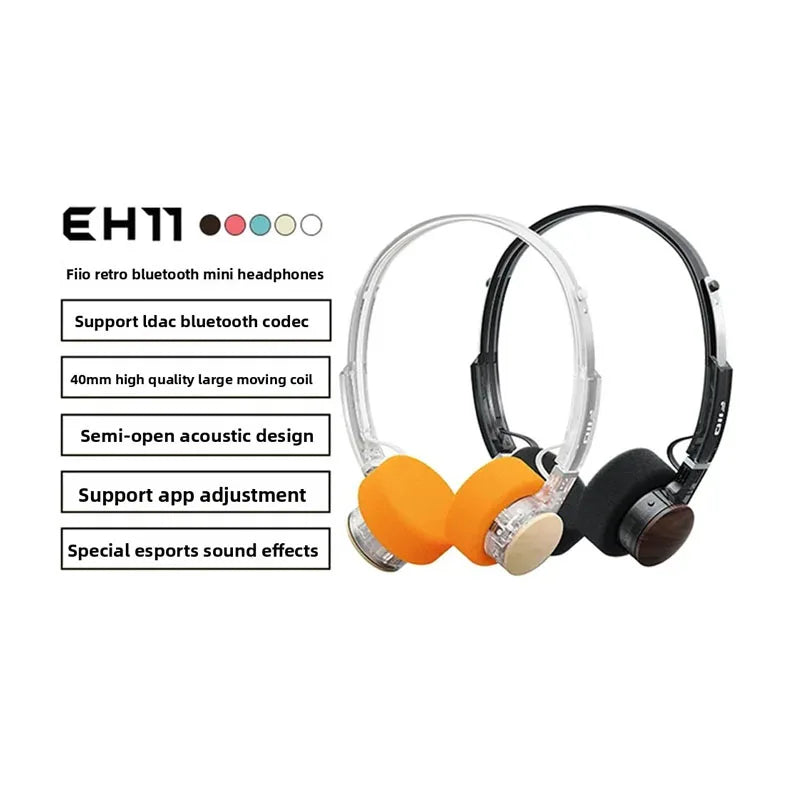 FiiO EH11 Retro Headphones Small Over-Ear Design Headset Bluetooth 40mm Large Dynamic Driver Mechanical Shell Headphones Gifts