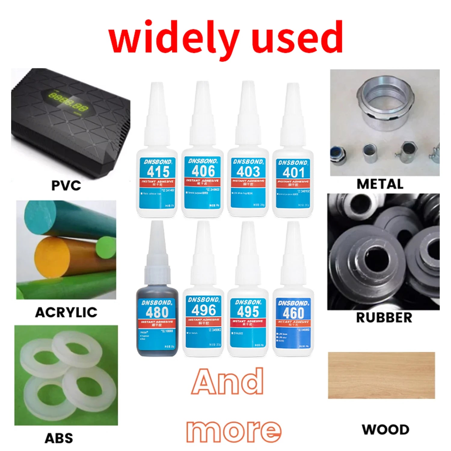 Brand-new Upgraded Instant Adhesive 401/ 403/ 406/ 454/ 460/ 480/ 495/ 496 Super Glue Extra Strong Multi-purpose Cyanoacrylate