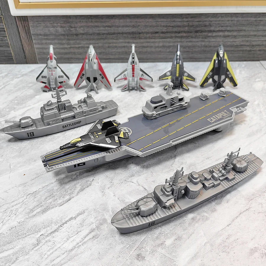 Aircraft carrier launcher can launch fighter jets, mini alloy aircraft models, and simple shooting toys