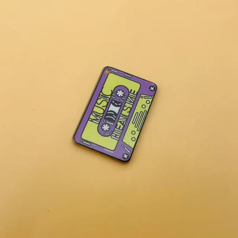 10pcs music style cassette DVD burner double-sided printing acrylic jewelry DIY pendant necklace accessories