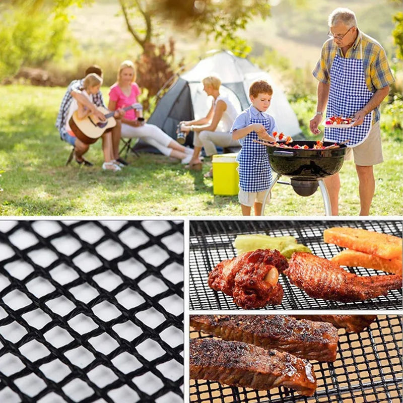 BBQ Grill Mat Non-stick Barbecue Mat Reusable PTFE BBQ Grill Mat Mesh Grill Smoker Cooking Mat Grill Pad Liner BBQ Accessories