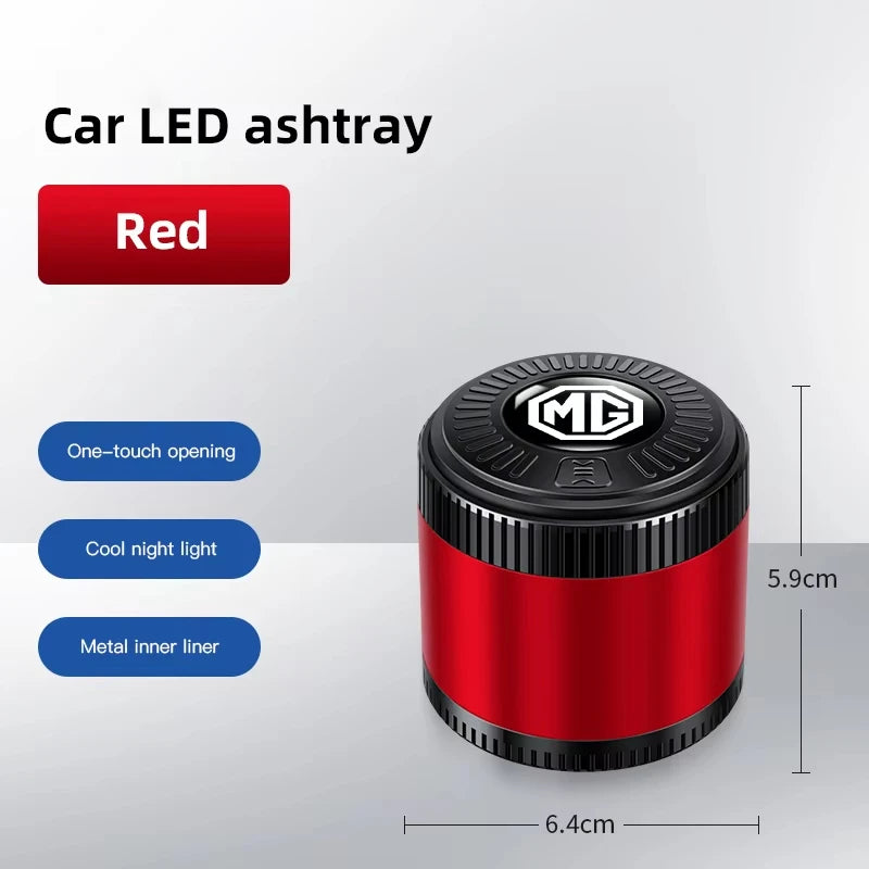 Car Ashtray LED Light Metal Inner Liner Accessories For MG ZST ZS MG3 MG5 GT GS Hector ZX EZS EHS Energy MG3SW EZS-Pure Electric