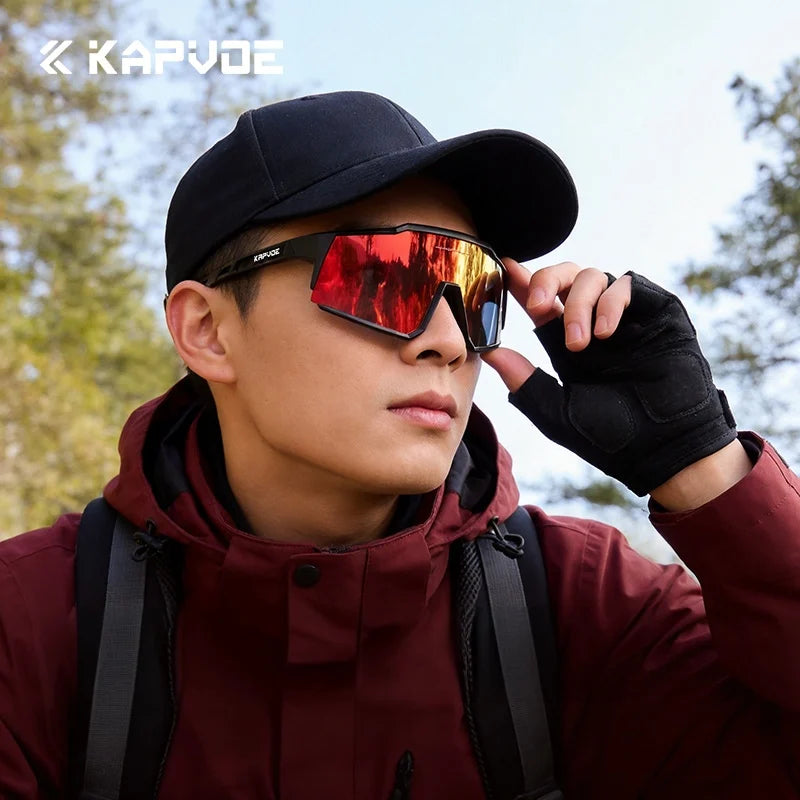 KAPVOE New Mountaineering Sunglasses Cycling Glasses Outdoor Sports Hiking Eyewear Glasses Men Women MTB Bicycle UV400 Windproof