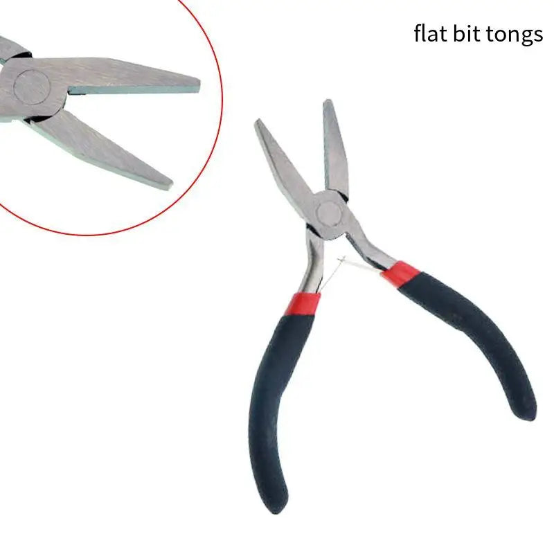 4.5 Inch Mini Small Pliers with Teeth and Pointed Nose Pliers Handmade Small Flat Mouth Pliers Jewelry Pliers Extended Toothless