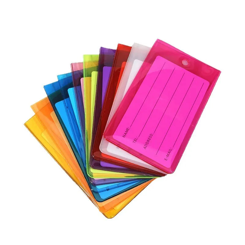 PVC Fluorescent Colorful Luggage Tag Holder Boarding Pass Travel Tag Card Cover Aircraft Anti Loss Hang Tags