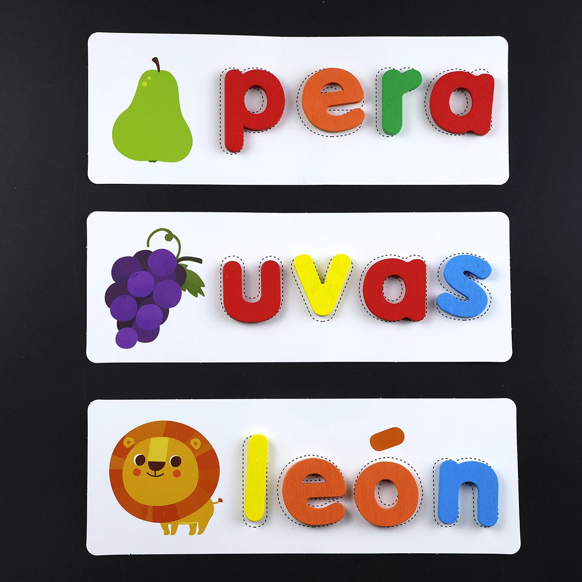 Kids Spell Spanish Jigsaw Enlightenment Words Game Wooden Toy Learning Letter Alphabet Puzzle Baby Educational Toys for Children