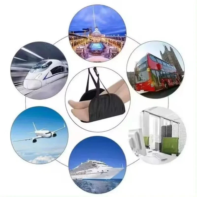 Portable Adjustable Leg Hammock with Comfortable Foot Rest for Airplane Office and Car Travel Support and Relaxation