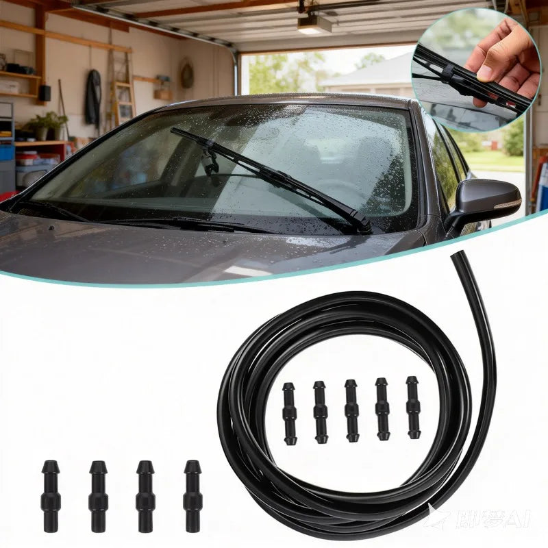 Anti-Leak Heavy Duty Car Wiper Washer Hose 2M+18pcs Connectors Jet Tube Pipe Nozzle Pump Car Wash Maintenance Tools