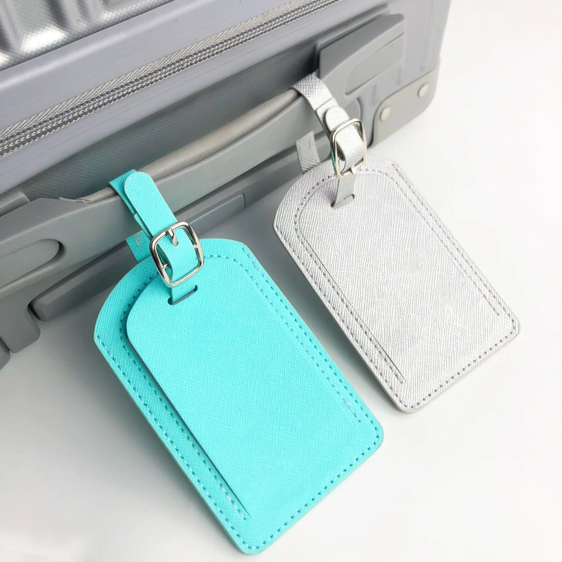 Multi Color Saffiano PU Luggage Tag Leather Travel Boarding Tag