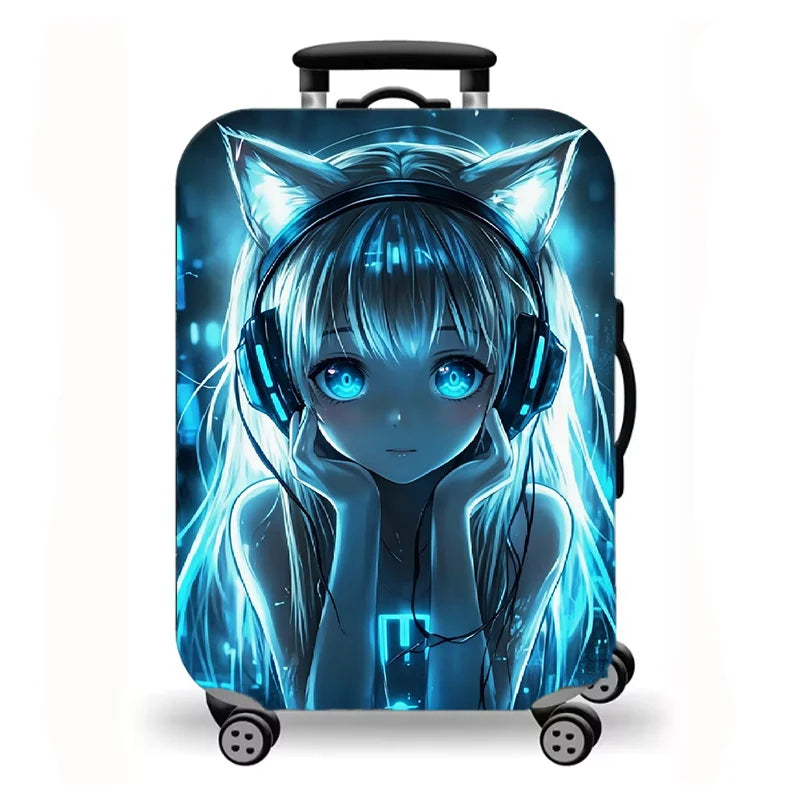 Luggage Cover, Anime Fantasy Cosmic Art Print Stretch Suitcase Protector for Travel, Sci-Fi Character Design