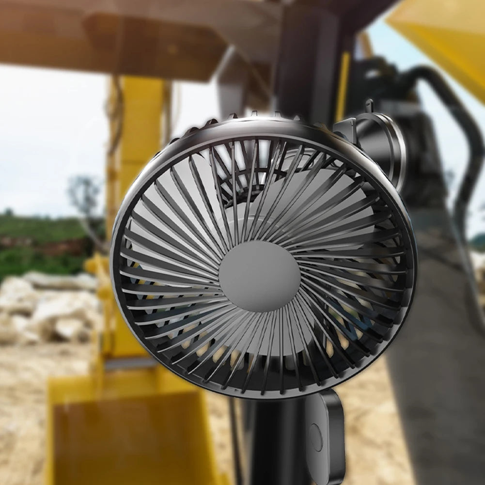 USB Single Head Car Fan 12V/24V with Suction Cup Auto Cooler 360 Degree All-Round Mini Car Air Cooling Fan for Car Truck SUV RV