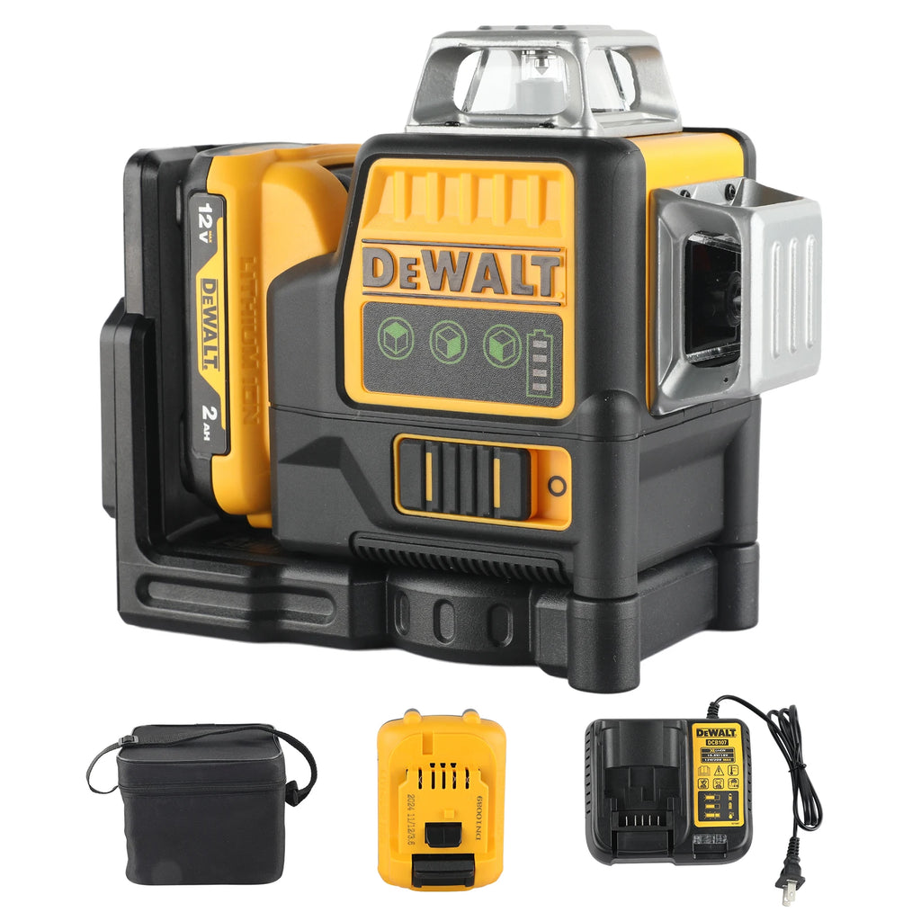 DeWalt DW089LG 12 - Line 3 - Side 360° All - Around Green - Light Laser Level for Outdoor Use - Ideal for Precise