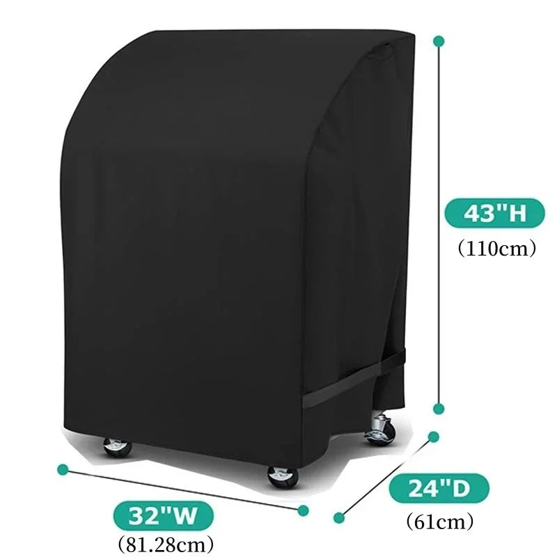 32 Inch Black BBQ Cover Rainproof Gas Barbecue Stove Hood with Folding Side Table Outdoor Oven Protection 210D Cloth Grill Cover