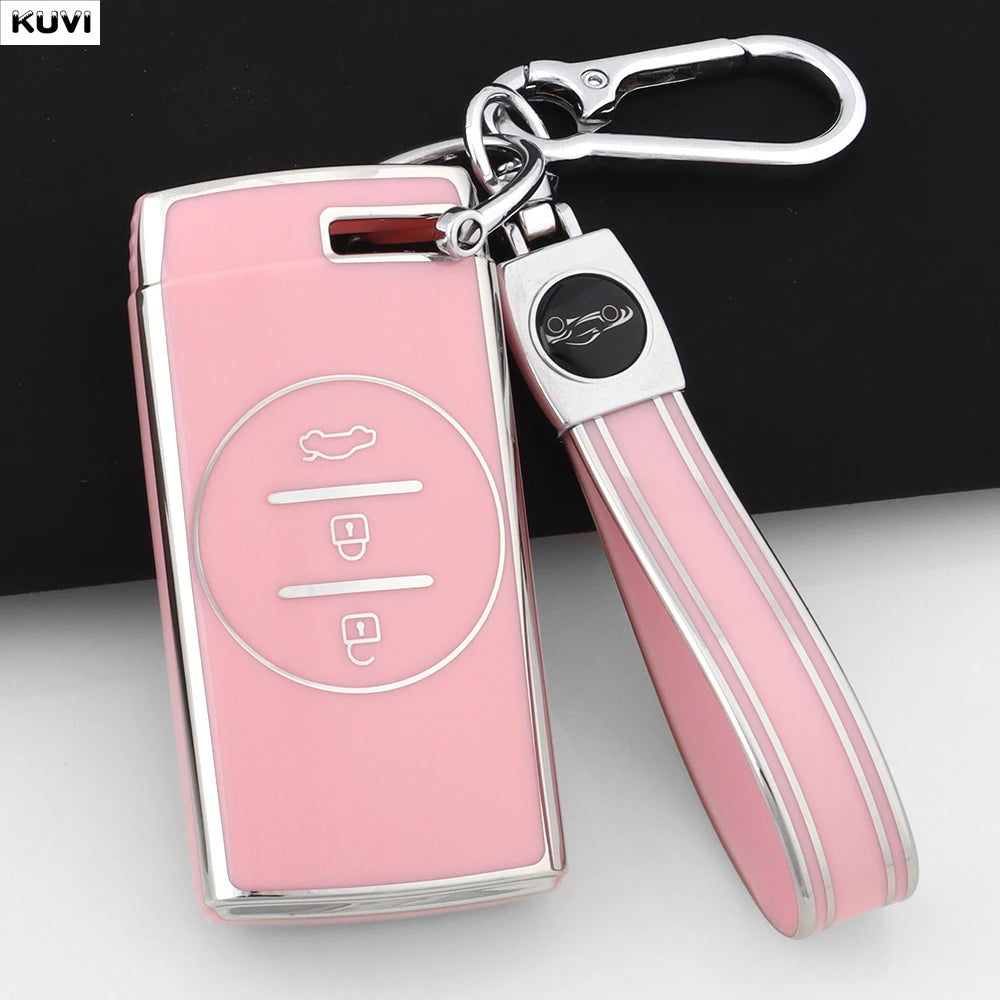 Pink TPU Car Remote Key Case Cover Fob Keychain Shell For Chery Tiggo 7 pro 8 Pro Exeed Tiggo 2 3x Arrizo 5 Pro Gx 5x EQ7 2021