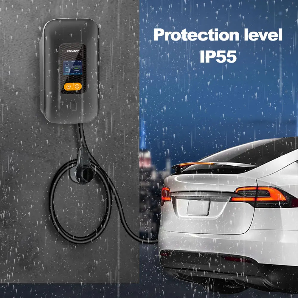 IPENGEN 11KW EV Charger Station Type2 16A 3Phase Electric Car Charger EVSE Wallbox Charging Set Charging Time WIFI APP Control