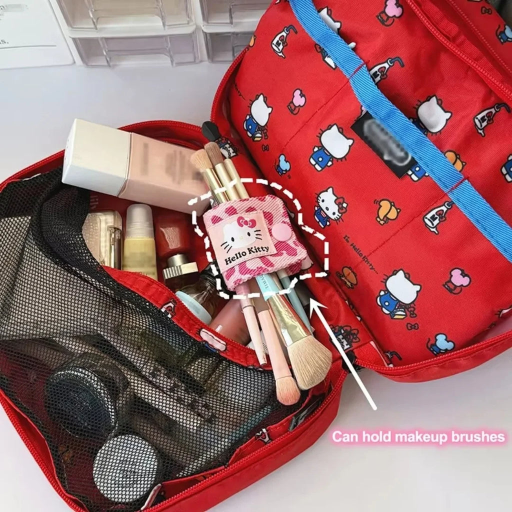 Sanrio Hello Kitty Leopard Print Denim Fabric Data Cable Storage Clip Charging Cable Wired Earphone Brush Storage Gifts for Girl
