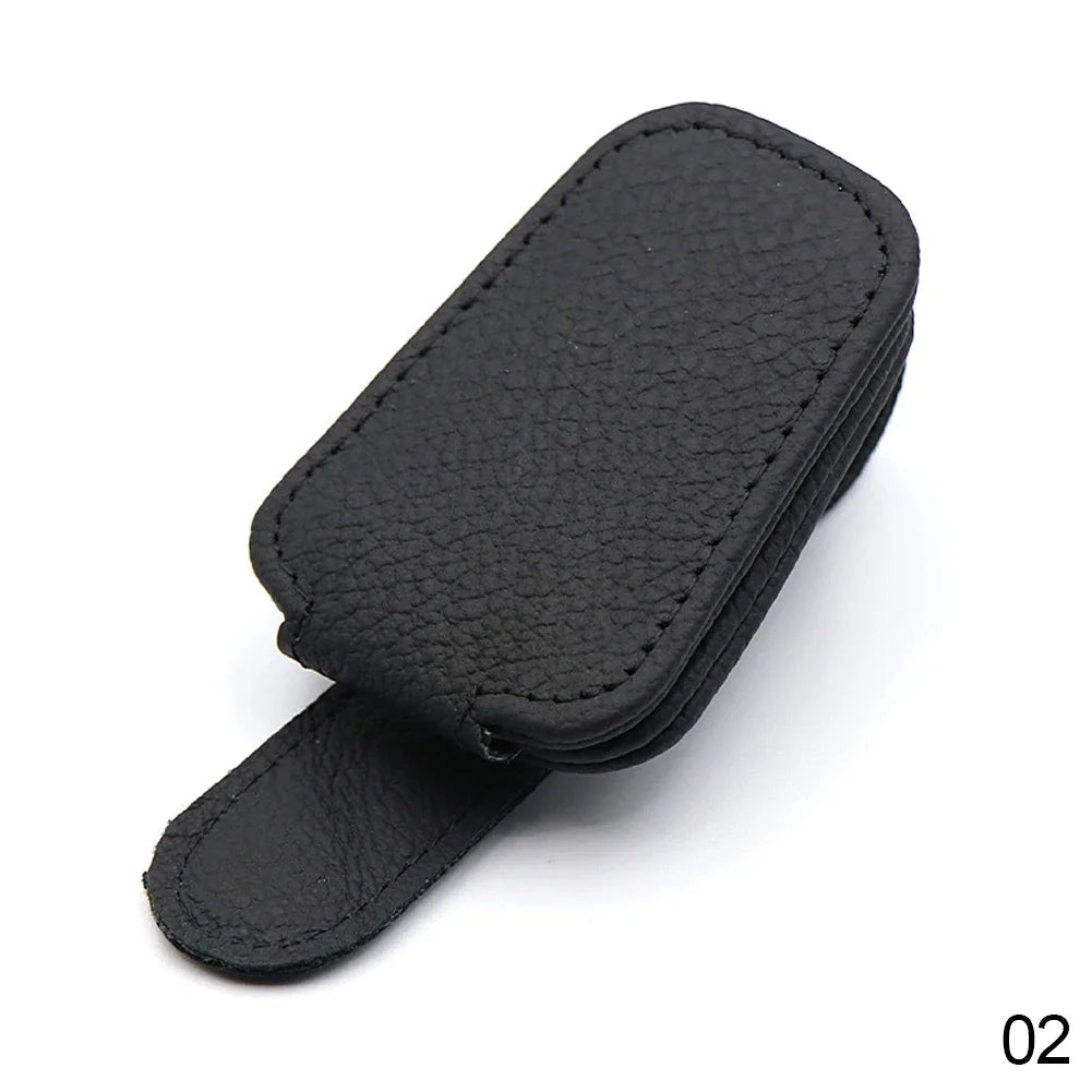 Magnetic Leather Eyeglass Hanger Clip Universal Car Sunglasses Holder Magnetic Eyeglass Hanger Clip For Cars Ticket Card Clip