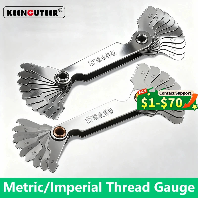 55/60 Degree Imperial Metric Thread Plug Gauge Thread Gear Tooth Gauge Measuring Centre 20PCS