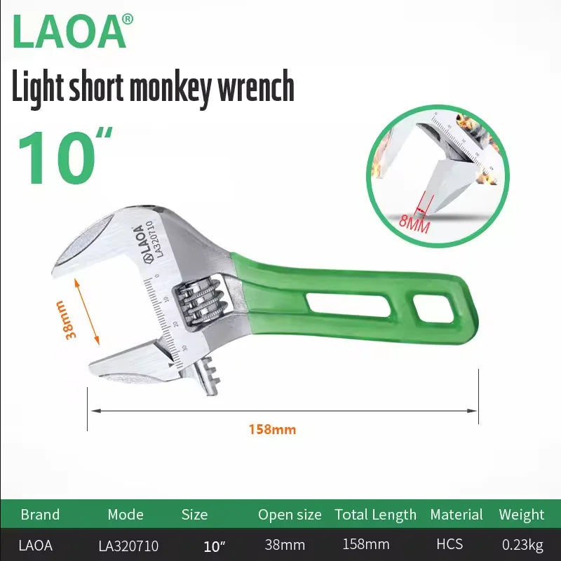 LAOA 6-12 inch Large Opening Adjustable Wrench Light Spanner Multifunctional Bathroom Pipe Wrench  Plumbing Repair Hand Tools