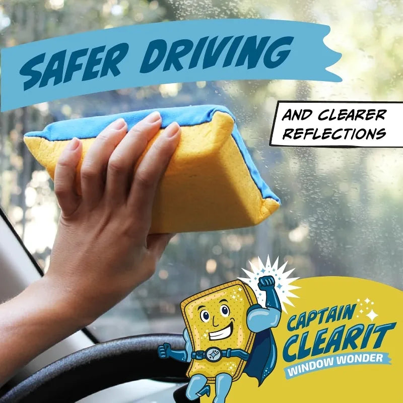 2pcs Anti-Fog Defogger Sponge, Super Absorbent Streak-Free Glass Cleaning Pad, Fog Removal Tool for Car Windshield, Rearview