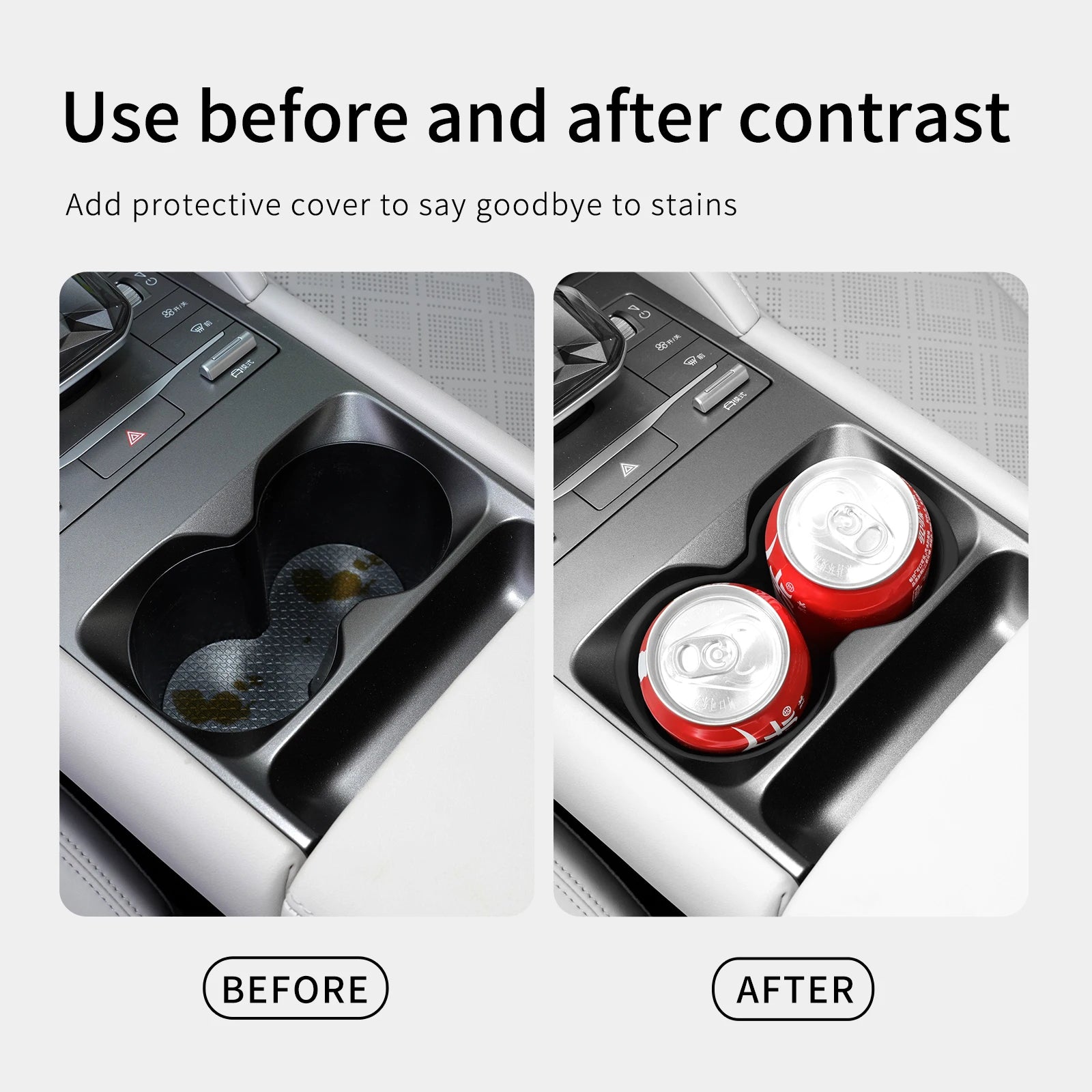 LUCKEASY for BYD Yuan Pro 2024 Car Cup Holder Central Control Drinks Holder Silicone Storage Tray Interior Accessories
