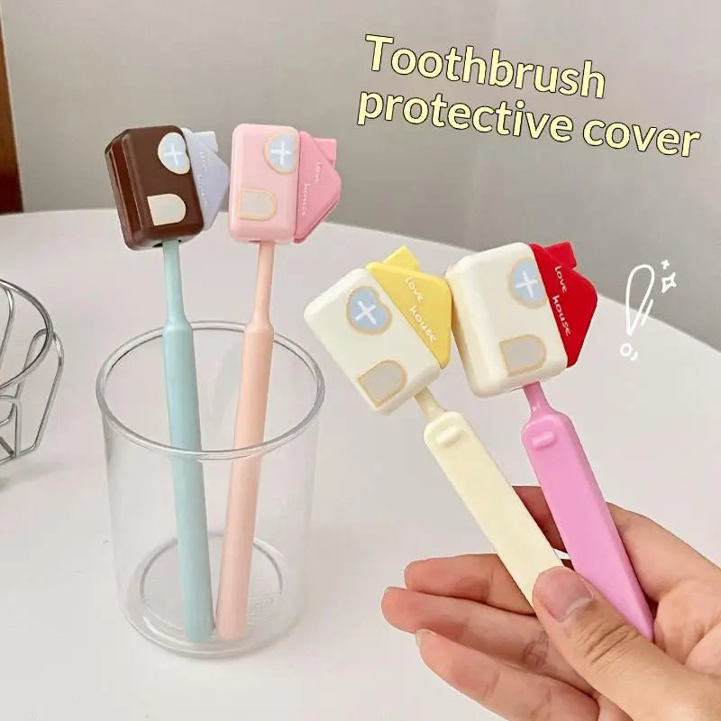Cute House Shaped Waterproof Toothbrush Head Dust Cover Portable Travel Bathroom Toothbrush Protective Organizer