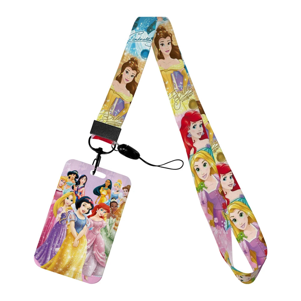 Disney Princess New Arrival Card Holder Student Keychain Girl Bus Metro Protective Case School Card Cover Kid Personalized Gifts