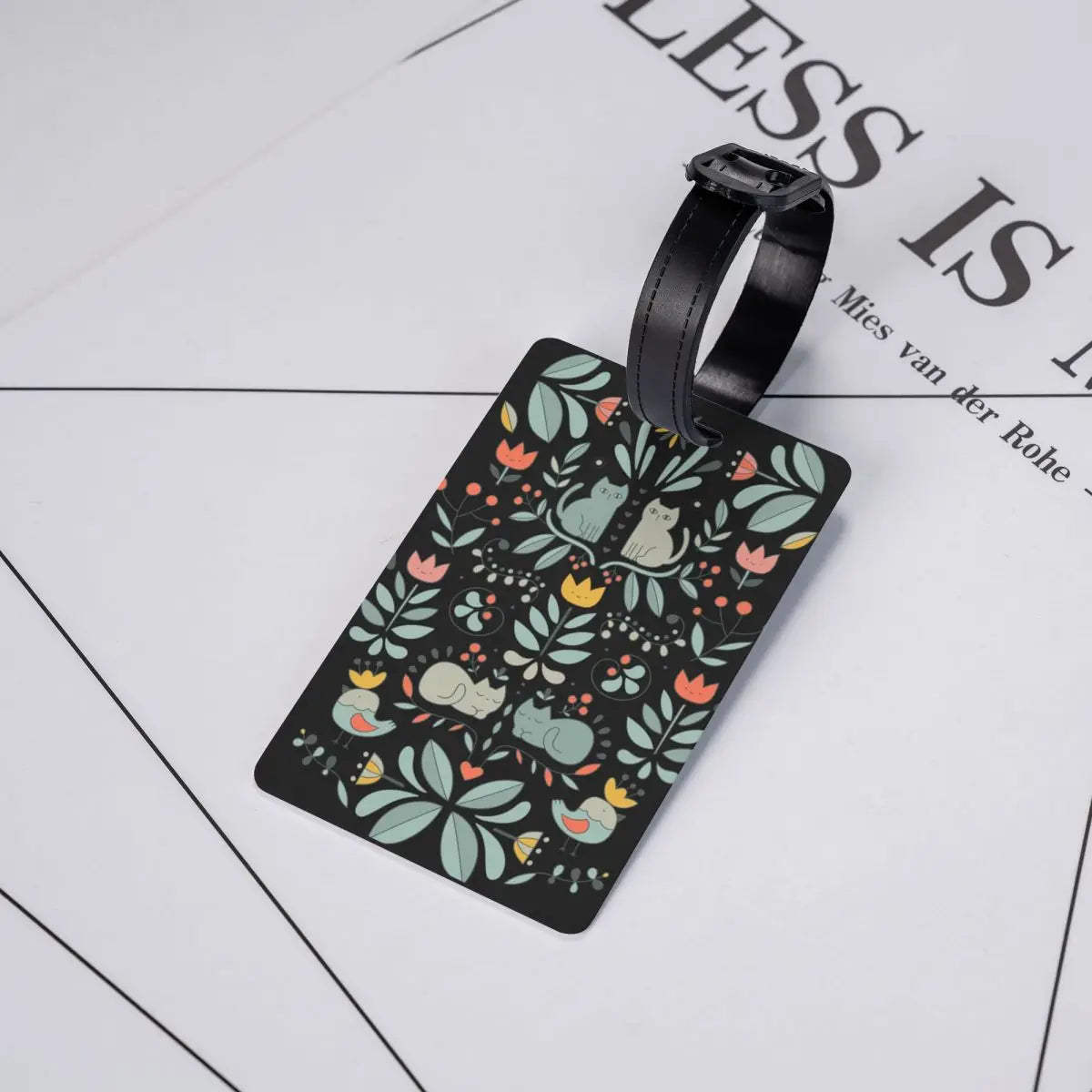 Custom Swedish Folk Cats Luggage Tag With Name Card Privacy Cover ID Label for Travel Bag Suitcase