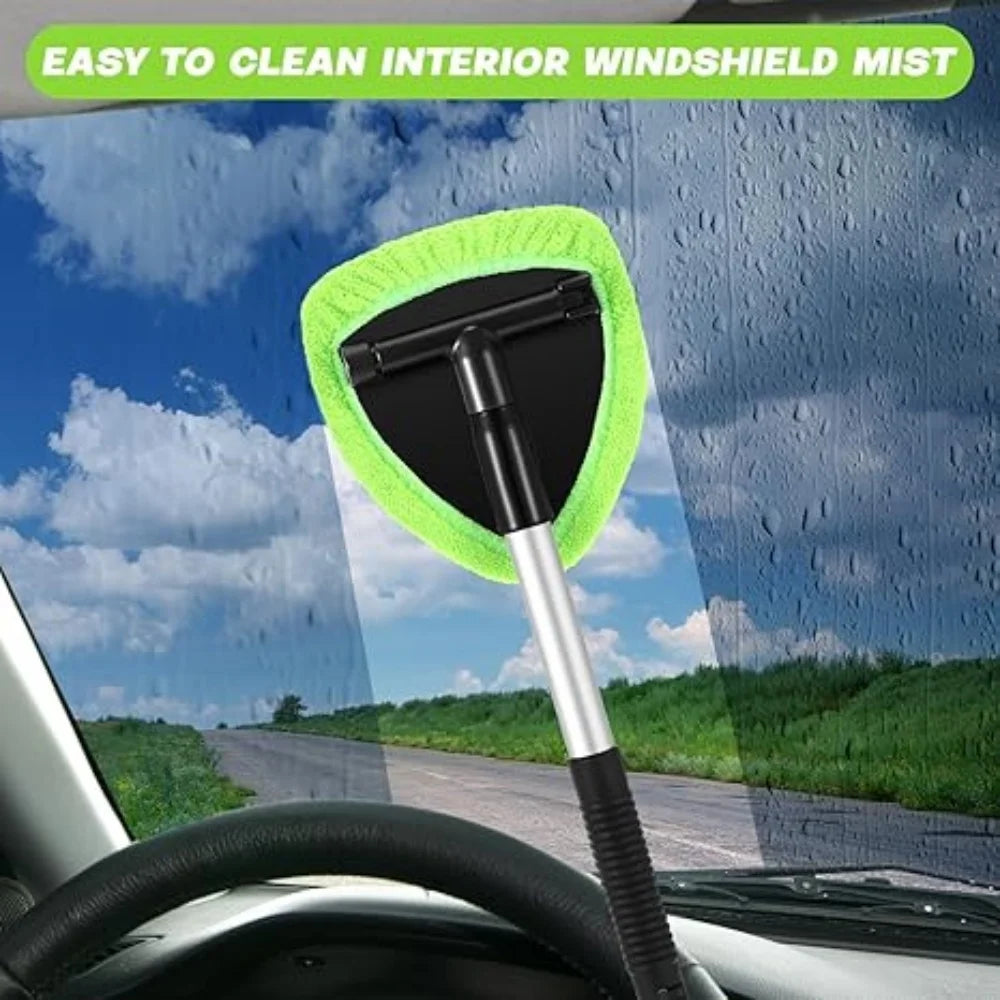 9 Pcs Car Wash Kit with Long Handle Windshield Cleaning Tool Microfiber Car Cleaning Supplies for Cars RV SUV Truck Office Universal Green