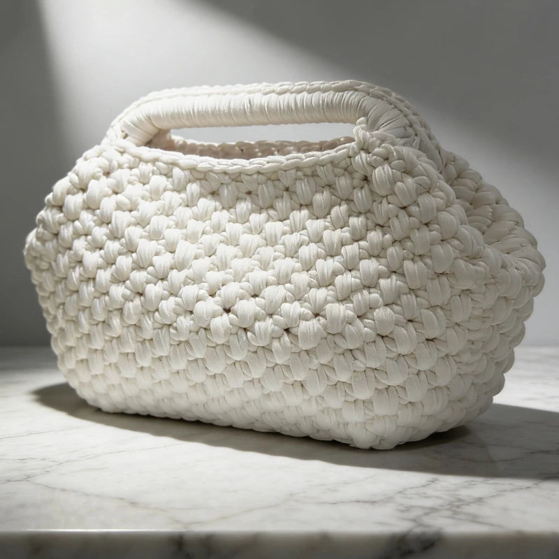 French Style Handmade Crochet Beach Bag Bohemian Tote Women Summer Vacation Casual Shoulder Handbag Luxury Design Large Capacity