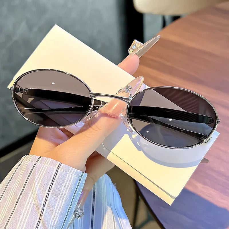 Hiking 1/3pcs New Small Oval Anti Light Glasses 2025 Women Y2K Metal Frame Luxury Brand Shades Fashion Punk Popular Eyewear