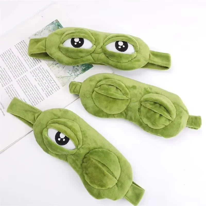 Frog shaped eye mask Party game funny eye mask Cartoon Plush Trendy Hair Accessories Soft Portable Blindfold Travel Eyepatch