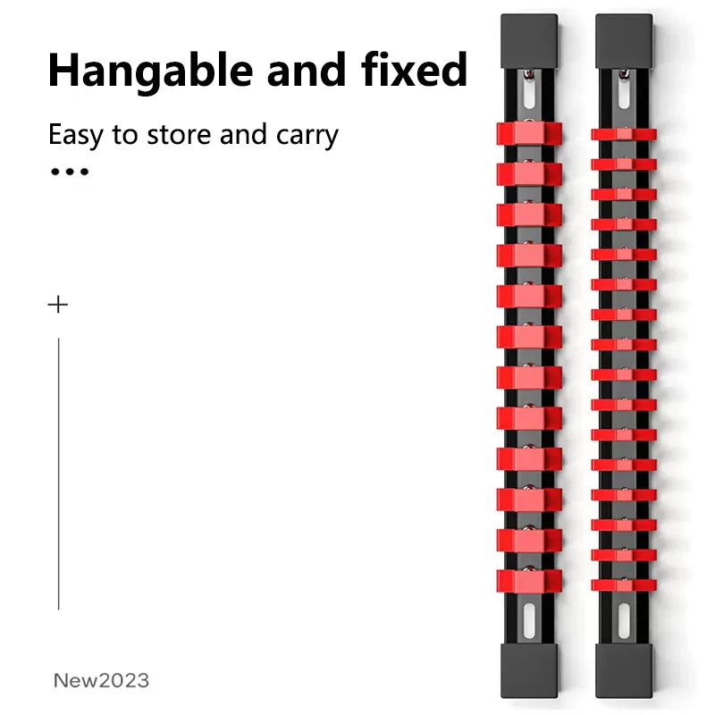1Pcs 1/4" 3/8" 1/2" ABS Socket Organizer Universal Adjustable Socket Wrench Rail Holder Portable Red&Blue Organizer Home Tool