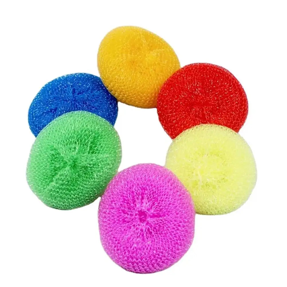 10/30Pcs Random Color Plastic Clean Up Grease Dish Mesh Scrubber Non-Scratch Cleaning Ball Plastic Household Cleaning Supplies
