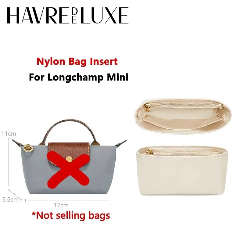 Nylon Purse Organizer Insert For Longchamp Le Pliage Large Tote Handbags Lghtweight Luxury Insert Bag Divider Shaper