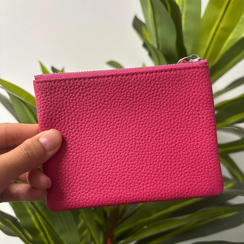 Genuine Top Cow Leather Fashion Women Small Wallet For Ladies Zipper Card Purse Key Storage Bag High Quality Short Wallet Female