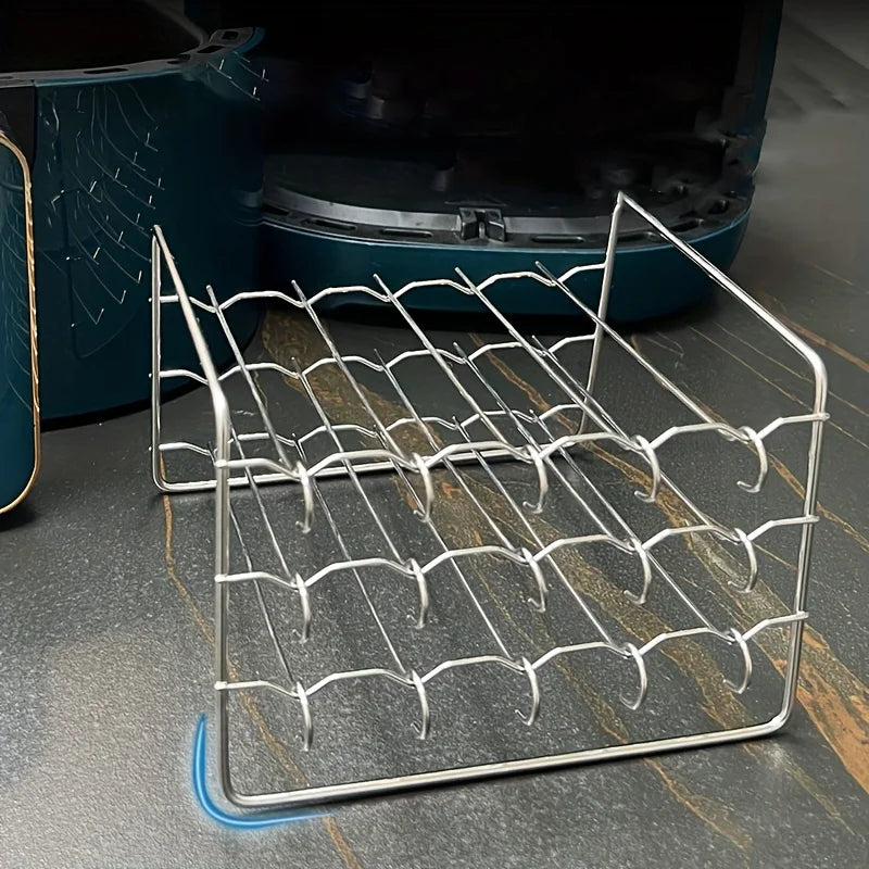 Rectangle Baking Tray Skewer Air Fryer Stainless Steel Grill Rack Detachable String Grill Barbecue Skewer  Airfryer Cooking Rack