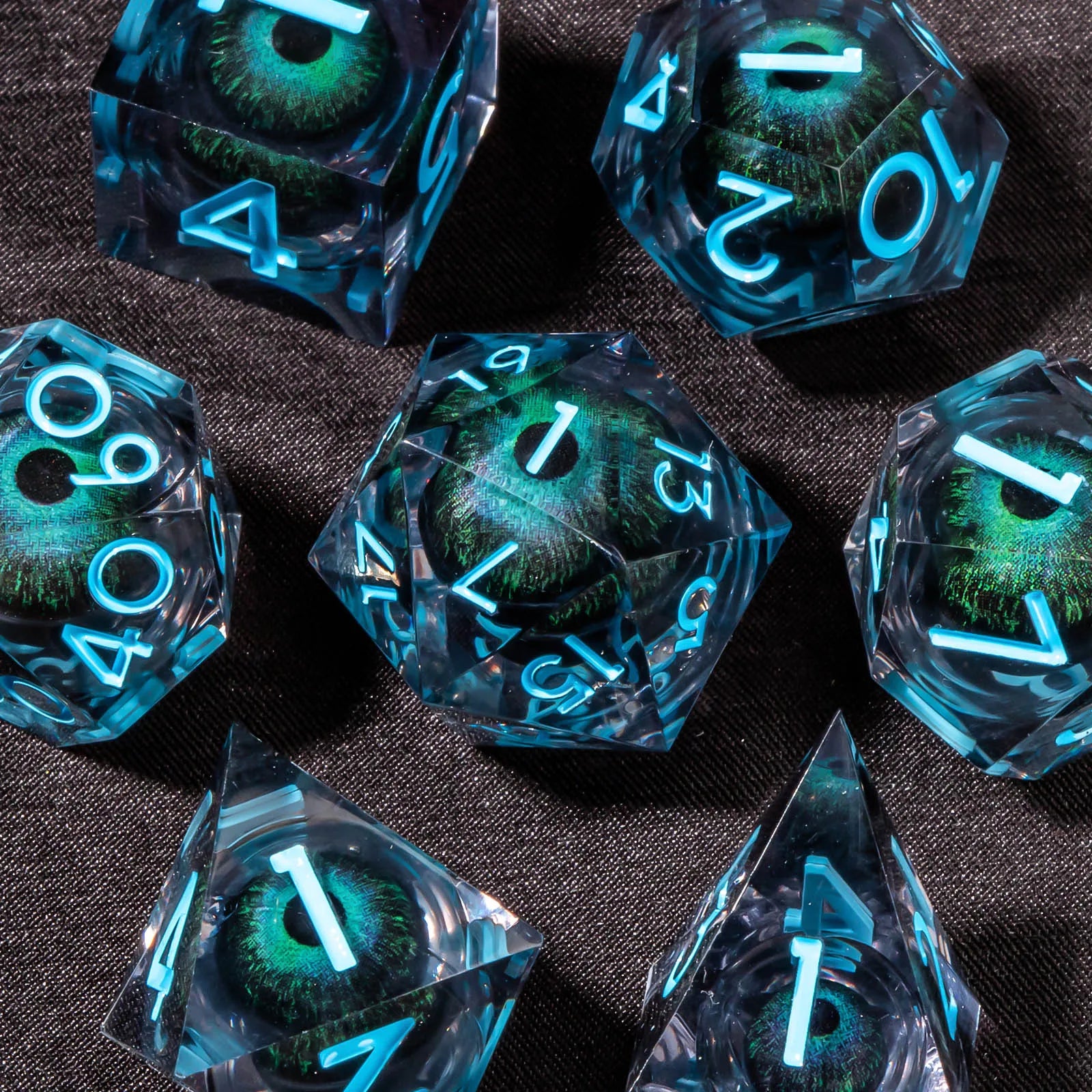 DND Liquid Core Dice Set D&D, Sharp Edge Resin Dungeon and Dragon Dice, Role Playing RPG D and D Dice D20 D12 D10 D8 D6 D4