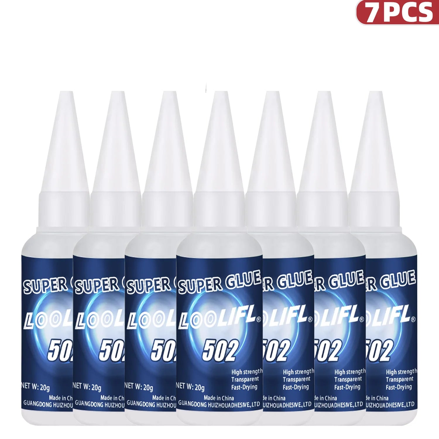 LOOLIFL 1-7PCS 502 Super Glue Cyanoacrylate Adhesive Fast Drying High Strength Transparent Repair Adhesive For Metal Plastic 20g