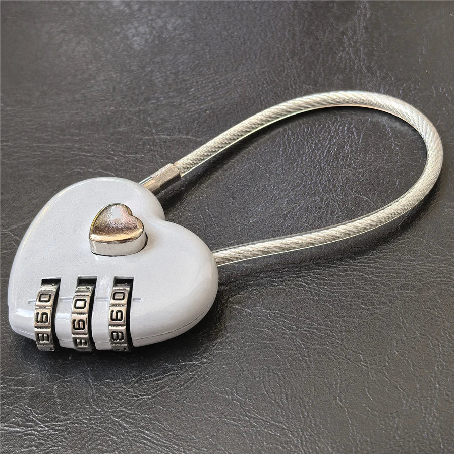 3 Digits Lock Multifunctional Smart Heart Lock Zinc Alloy Suitcase Luggage Bag Password Key Anti-theft Lock with Long Keychains