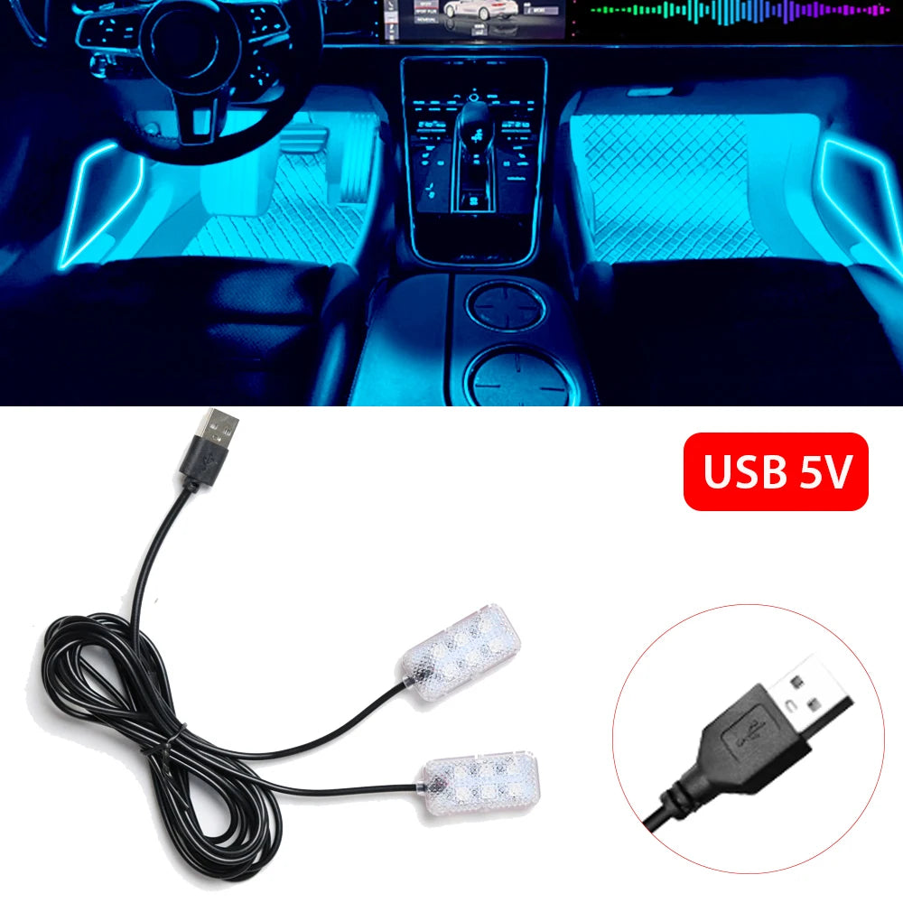 Foot Light Car Accessories ﻿LED Car Interior Ambient Foot Light with USB Atmosphere Decorative Lamps